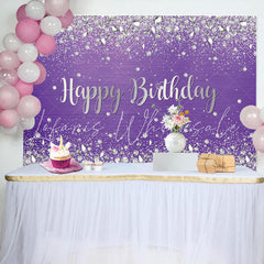 Lofaris Sliver Glitter Diamond Purple Birthday Backdrop