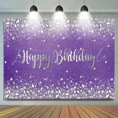 Lofaris Sliver Glitter Diamond Purple Birthday Backdrop