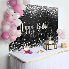 Lofaris Sliver Glitter Diamonds Black Birthday Backdrop