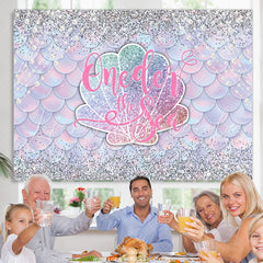 Lofaris Silver Glitter Oneder The Sea Mermaid Birthday Backdrop