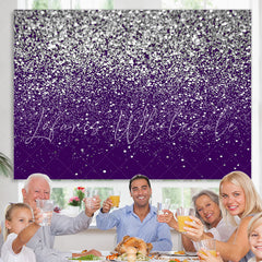 Lofaris Silver Glitter Purple Birthday Party Decoration Backdrop