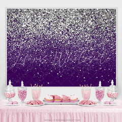 Lofaris Silver Glitter Purple Birthday Party Decoration Backdrop