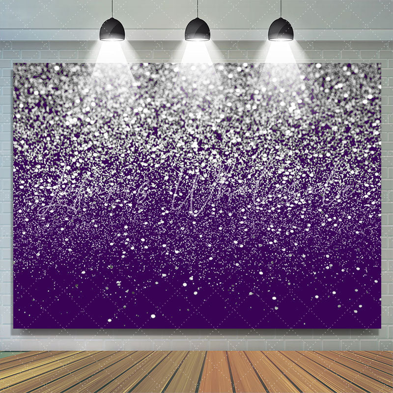 Lofaris Silver Glitter Purple Birthday Party Decoration Backdrop