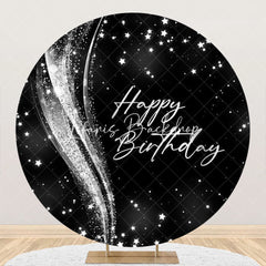 Lofaris Sliver Glitter Star Night Sky Round Birthday Backdrop