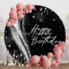 Lofaris Sliver Glitter Star Night Sky Round Birthday Backdrop