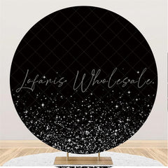 Lofaris Silver Light Glitter Black Round Birthday Backdrop