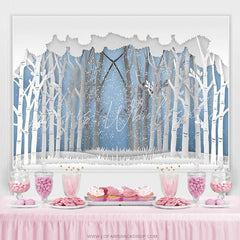 Lofaris Snow Forest Winter Wonderland Baby Shower Backdrop