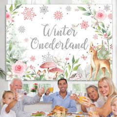 Lofaris Snowflake Flower With Deer Onederland Birthday Backdrop