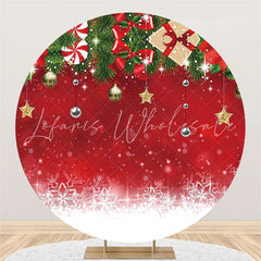 Lofaris Snowflake With Christmas Ball And Gift Round Backdrop