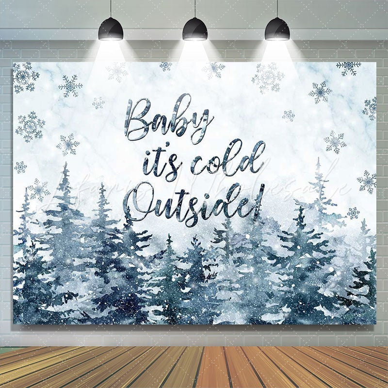 Lofaris Snowflake Forest Winter Photo Backdrop for Baby Shower