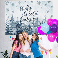 Lofaris Snowflake Forest Winter Photo Backdrop for Baby Shower