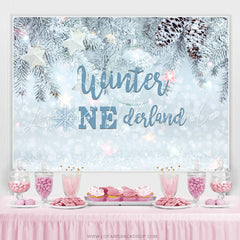 Lofaris Snowy Bokeh Christmas Themed Winter Onederland Backdrop