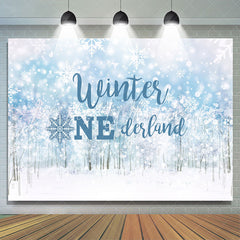 Lofaris Snowy Bokeh Forest Winter Onederland Birthday Backdrop