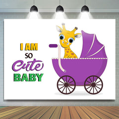 Lofaris So Cute Purple Giraffe Stroller Baby Shower Backdrop