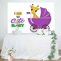 Lofaris So Cute Purple Giraffe Stroller Baby Shower Backdrop