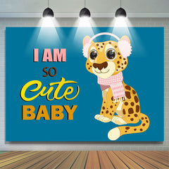 Lofaris So Cute Scarf Leopard Blue Girl Baby Shower Backdrop