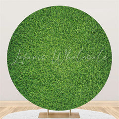 Lofaris Solid Green Grass Themed Circle Baby Shower Backdrop