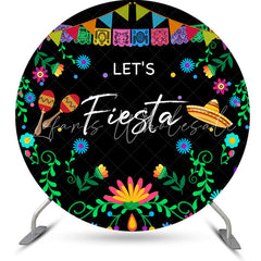 Lofaris Sombrero Flower Maraca Round Mexican Fiesta Backdrop