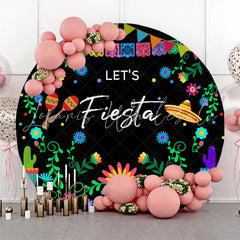 Lofaris Sombrero Flower Maraca Round Mexican Fiesta Backdrop