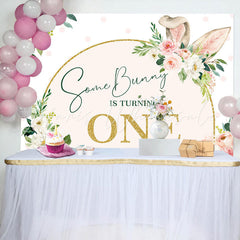 Lofaris Some Bunny Ears Floral Girls 1st Birthday Backdrop