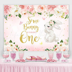 Lofaris Some Bunny Is Turning One Birthday Party Theme Backdrop