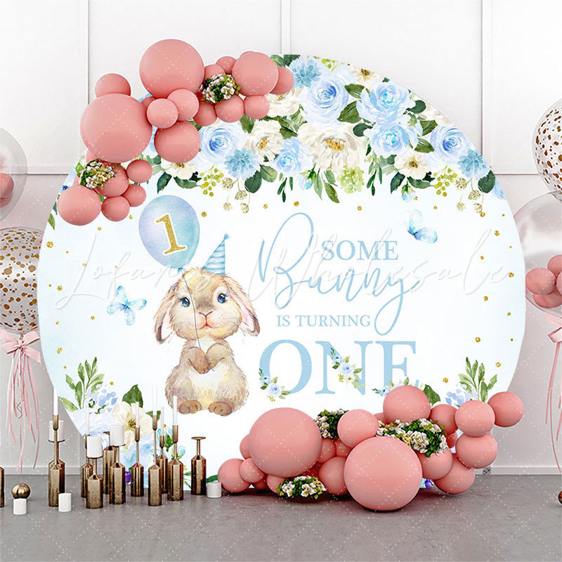 Lofaris Some Bunny Is Turning One Flower Birthday Backdrop