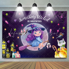 Lofaris Something Wicked Is Brewing Halloween Baby Shower Backdrop