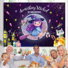 Lofaris Something Wicked Is Brewing Halloween Baby Shower Backdrop