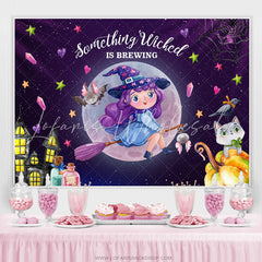 Lofaris Something Wicked Is Brewing Halloween Baby Shower Backdrop