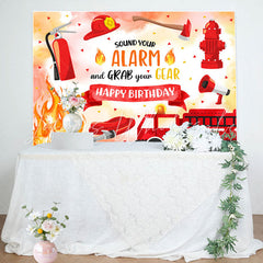 Lofaris Sound Alarm Grab Gear Fireman Boy Birthday Backdrop