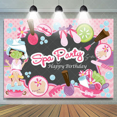 Lofaris Spa Party Pink Happy Birthday Backdrop For Girl