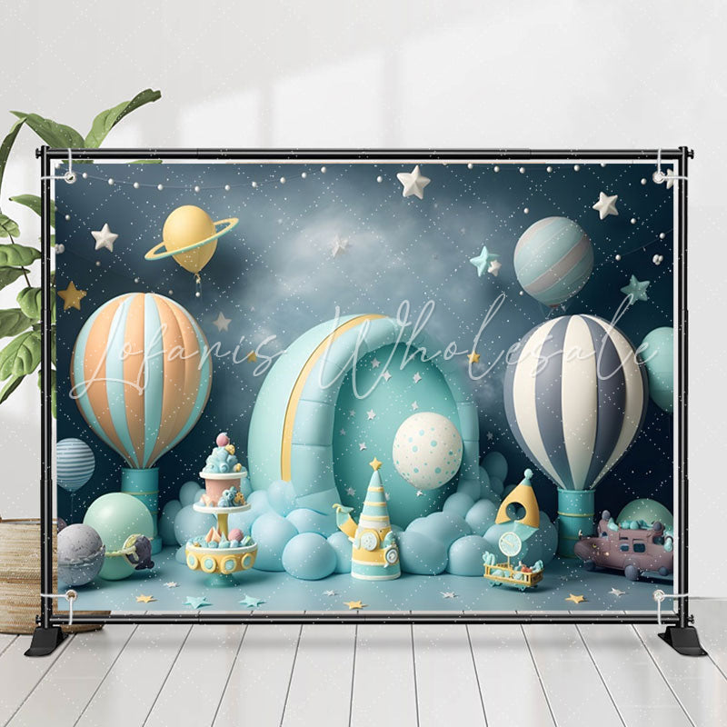 Lofaris Space Capsule Star Plant Balloons Birthday Backdrop