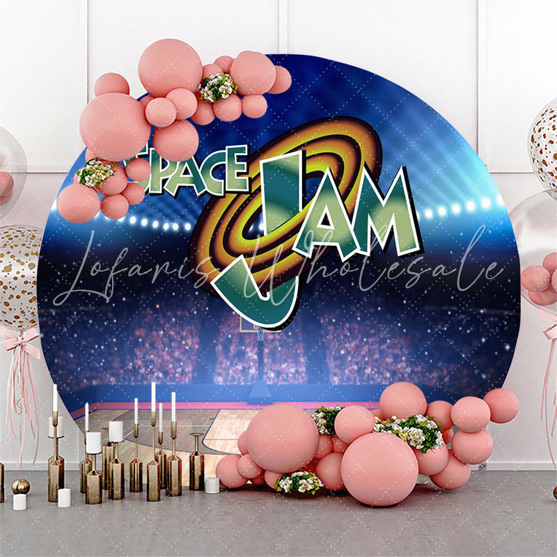 Lofaris Space Jam Theme Basketball Round Birthday Backdrop