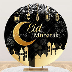 Lofaris Spark Gold Dome Black Circle Backrop For Eid Mubarak