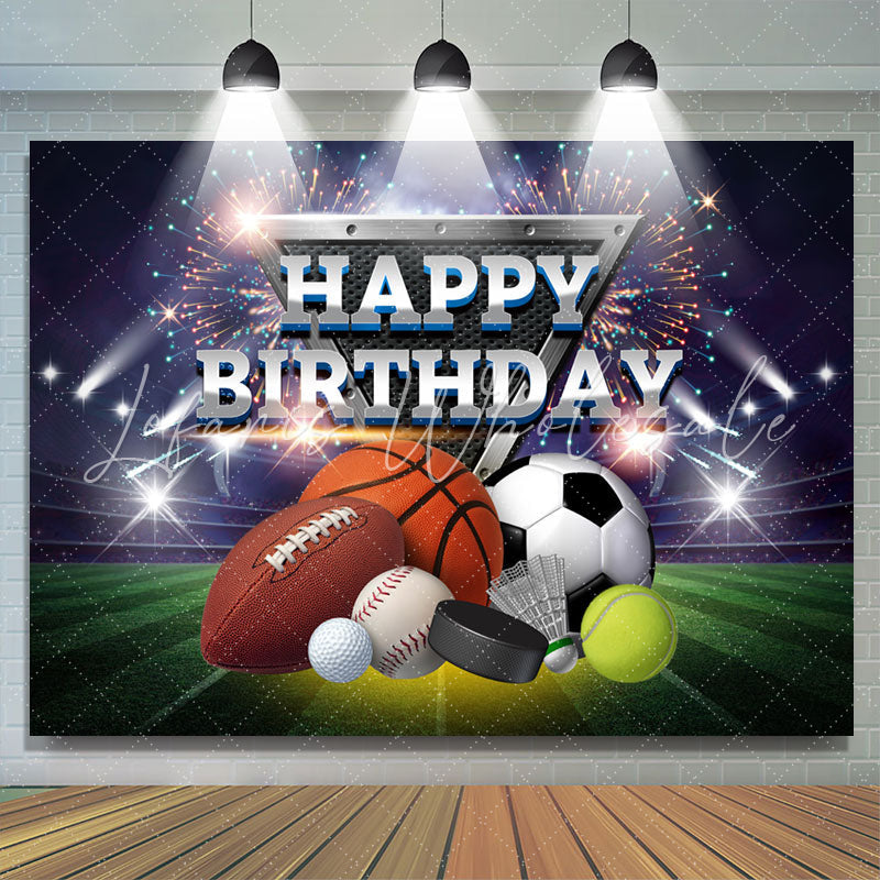 Lofaris Sparkle Arena Sports Happy Birthday Backdrop For Boy