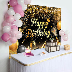 Lofaris Sparkle Gold Ribbon Balloon Bokeh Birthday Backdrop