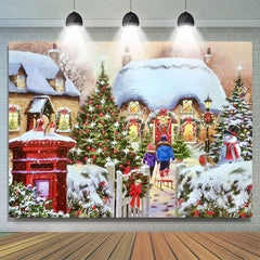 Lofaris Sparkle Snowy House Child Merry Christmas Backdrop