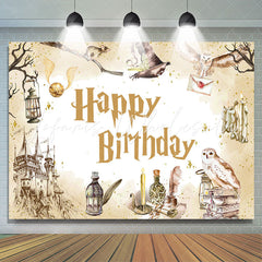 Lofaris Sparkling Castle Owl Magic Theme Birthday Backdrop