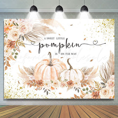 Lofaris Sparkling Floral Pumpkins Backdrop For Baby Shower