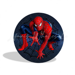 Spider-Man Birthday Party Round Backdrop Cover Plinth Cylinder Pedestal Cover