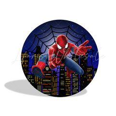 Spider Man Theme Birthday Party Round Backdrop Cover Plinth Cylinder Pedestal Cover