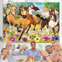 Lofaris Spirit Riding Horse Party Boys Girls Birthday Photo Backdrops