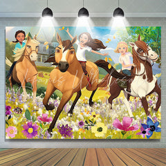 Lofaris Spirit Riding Horse Party Boys Girls Birthday Photo Backdrops