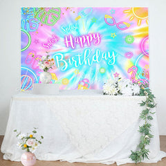 Lofaris Splash Colorful Neon Stuff Happy Birthday Backdrop