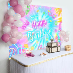 Lofaris Splash Colorful Neon Stuff Happy Birthday Backdrop