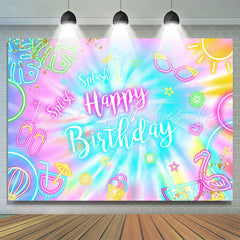 Lofaris Splash Colorful Neon Stuff Happy Birthday Backdrop