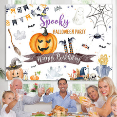 Lofaris Spooky Halloween Party Happy Birthday Themed Backdrop