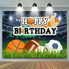 Lofaris Sport Balls On The Field Happy Birthday Backdrop For Boy