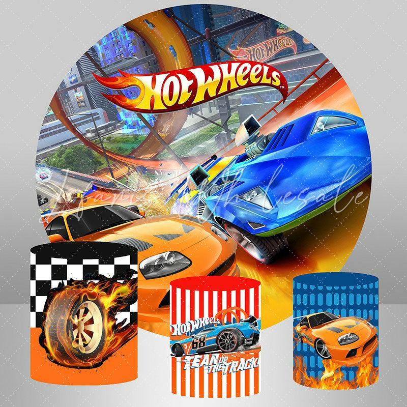 Lofaris Sports Car Round Backdrop Kit For Birthday Party