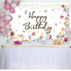 Lofaris Spring Colorful Floral Backdrop For Birthday Party